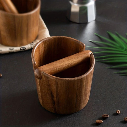 Wooden Coffee Knock Box with Built-in Knock Bar for Espresso Pucks