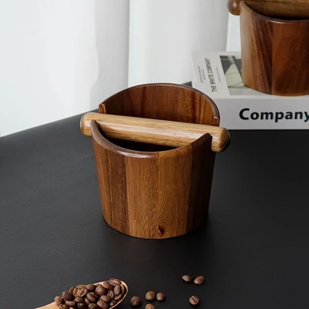 Wooden Coffee Knock Box with Built-in Knock Bar for Espresso Pucks