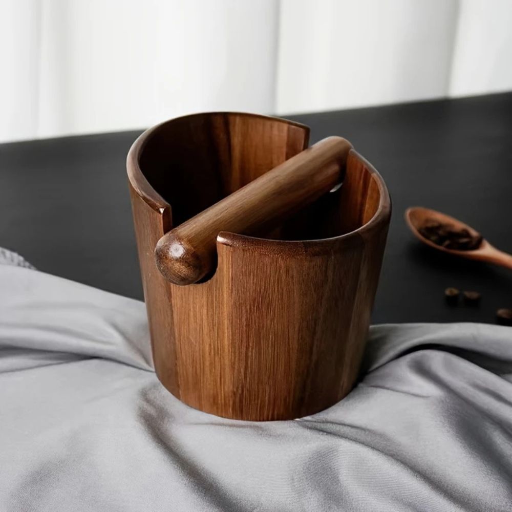 Wooden Coffee Knock Box with Built-in Knock Bar for Espresso Pucks