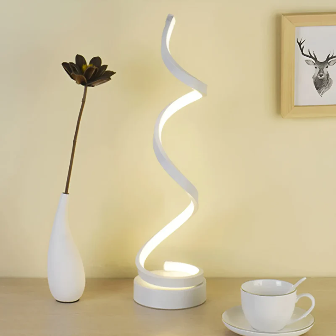 LED Table Lamp – Modern Spiral Shape with Dimmable Light for Eye Ease