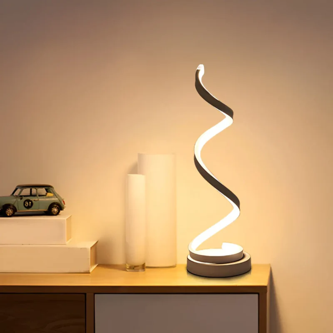 LED Table Lamp – Modern Spiral Shape with Dimmable Light for Eye Ease