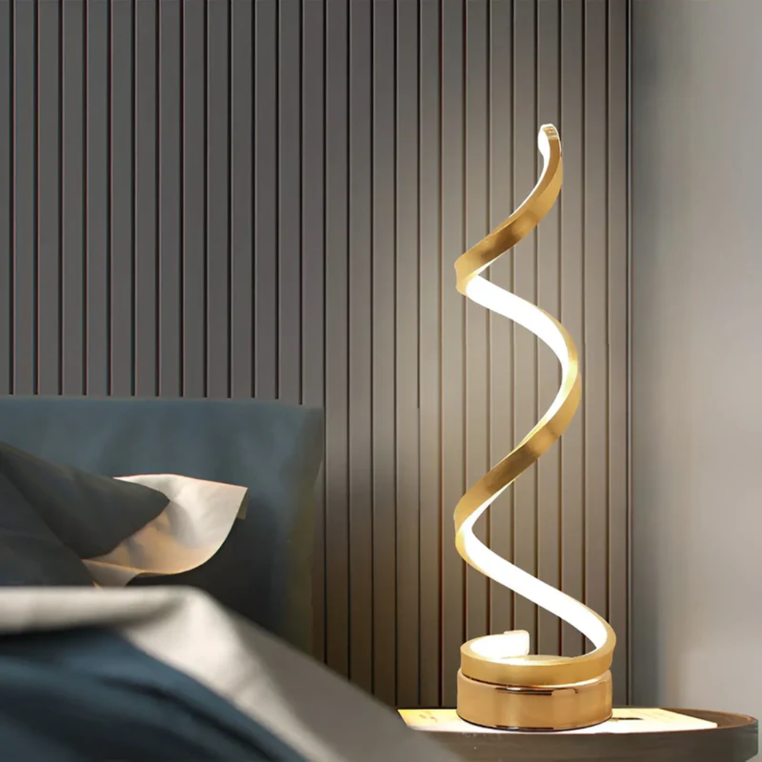 LED Table Lamp – Modern Spiral Shape with Dimmable Light for Eye Ease