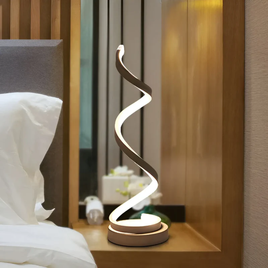 LED Table Lamp – Modern Spiral Shape with Dimmable Light for Eye Ease