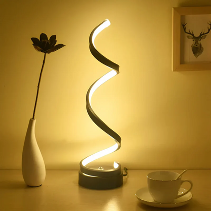 LED Table Lamp – Modern Spiral Shape with Dimmable Light for Eye Ease
