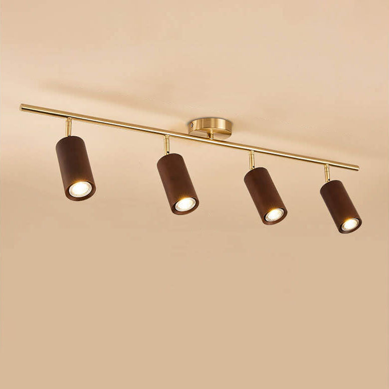 Elegant Walnut-Finished Adjustable LED Ceiling Light – Semi-Recessed