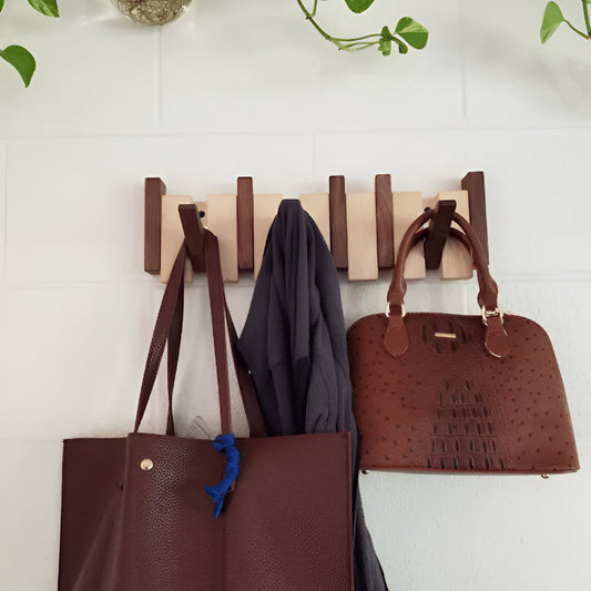 Wooden Coat Rack in Folding Piano Design | Space-Saving Organizer for Coats and Bags