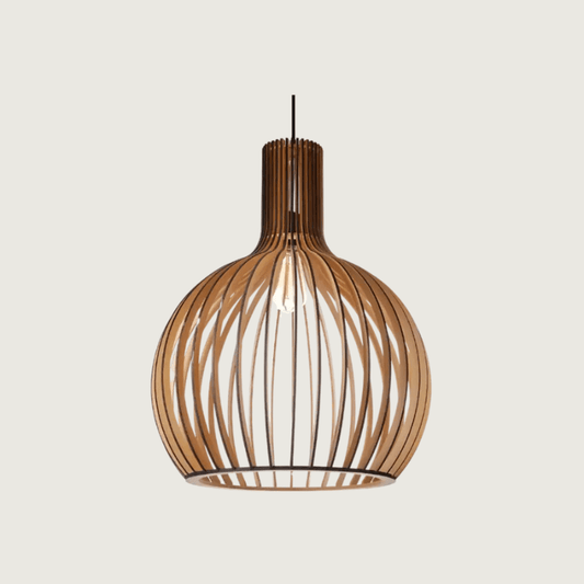 Wooden Pendant Light with Open Design - Cozy Scandinavian Style