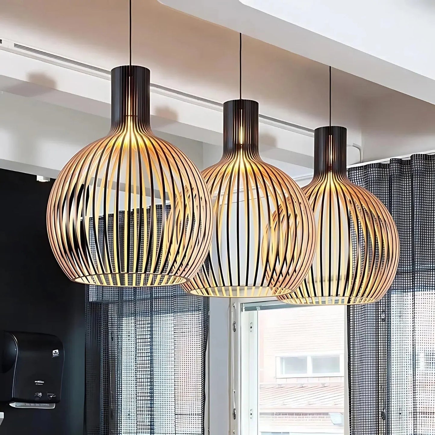 Wooden Pendant Light with Open Design - Cozy Scandinavian Style