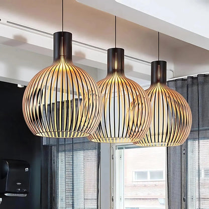Wooden Pendant Light with Open Design - Cozy Scandinavian Style