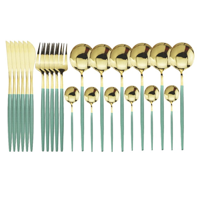 Stainless Steel Flatware Set of 24 with Elegant Handles for Everyday and Events
