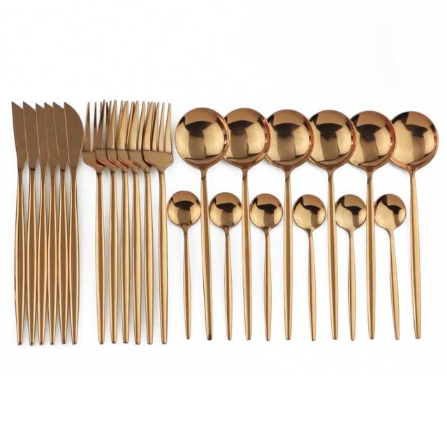 Stainless Steel Flatware Set of 24 with Elegant Handles for Everyday and Events