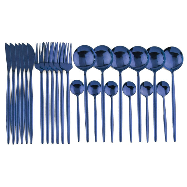 Stainless Steel Flatware Set of 24 with Elegant Handles for Everyday and Events