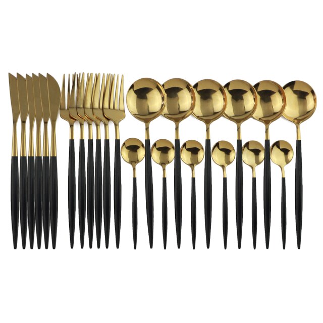 Stainless Steel Flatware Set of 24 with Elegant Handles for Everyday and Events
