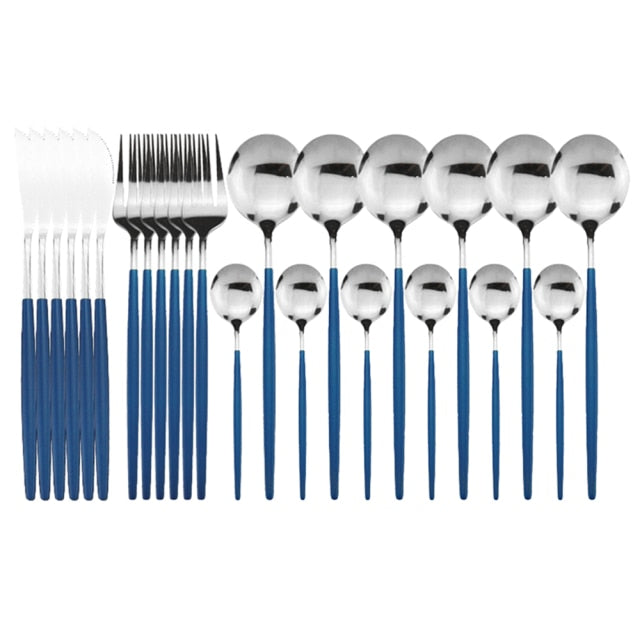 Stainless Steel Flatware Set of 24 with Elegant Handles for Everyday and Events