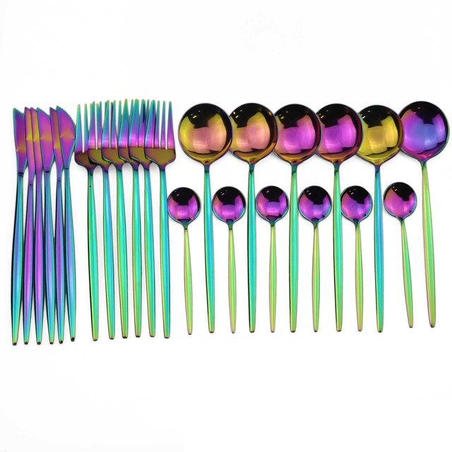 Stainless Steel Flatware Set of 24 with Elegant Handles for Everyday and Events