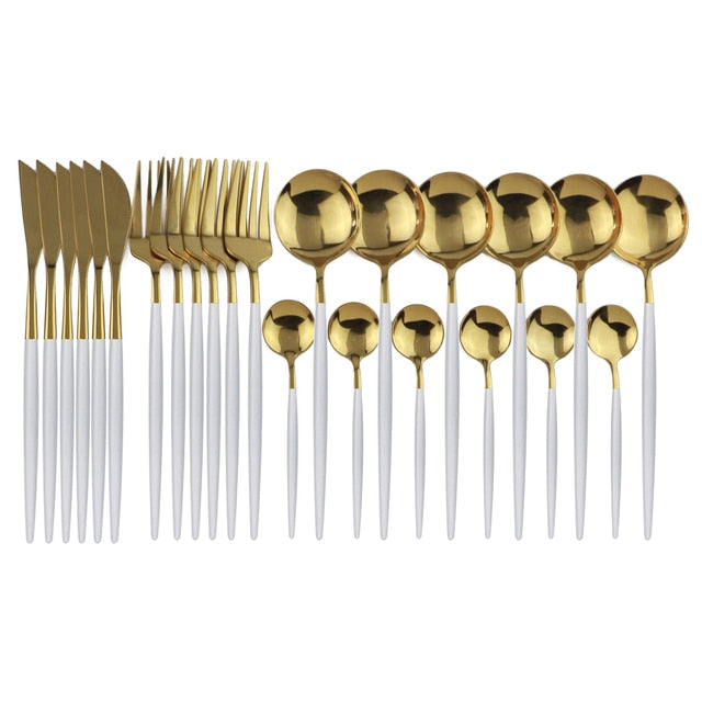 Stainless Steel Flatware Set of 24 with Elegant Handles for Everyday and Events