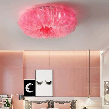 Feather-Accented Bohemian Style LED Ceiling Light Fixture