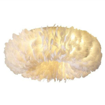 Feather-Accented Bohemian Style LED Ceiling Light Fixture