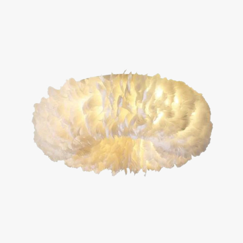 Feather-Accented Bohemian Style LED Ceiling Light Fixture