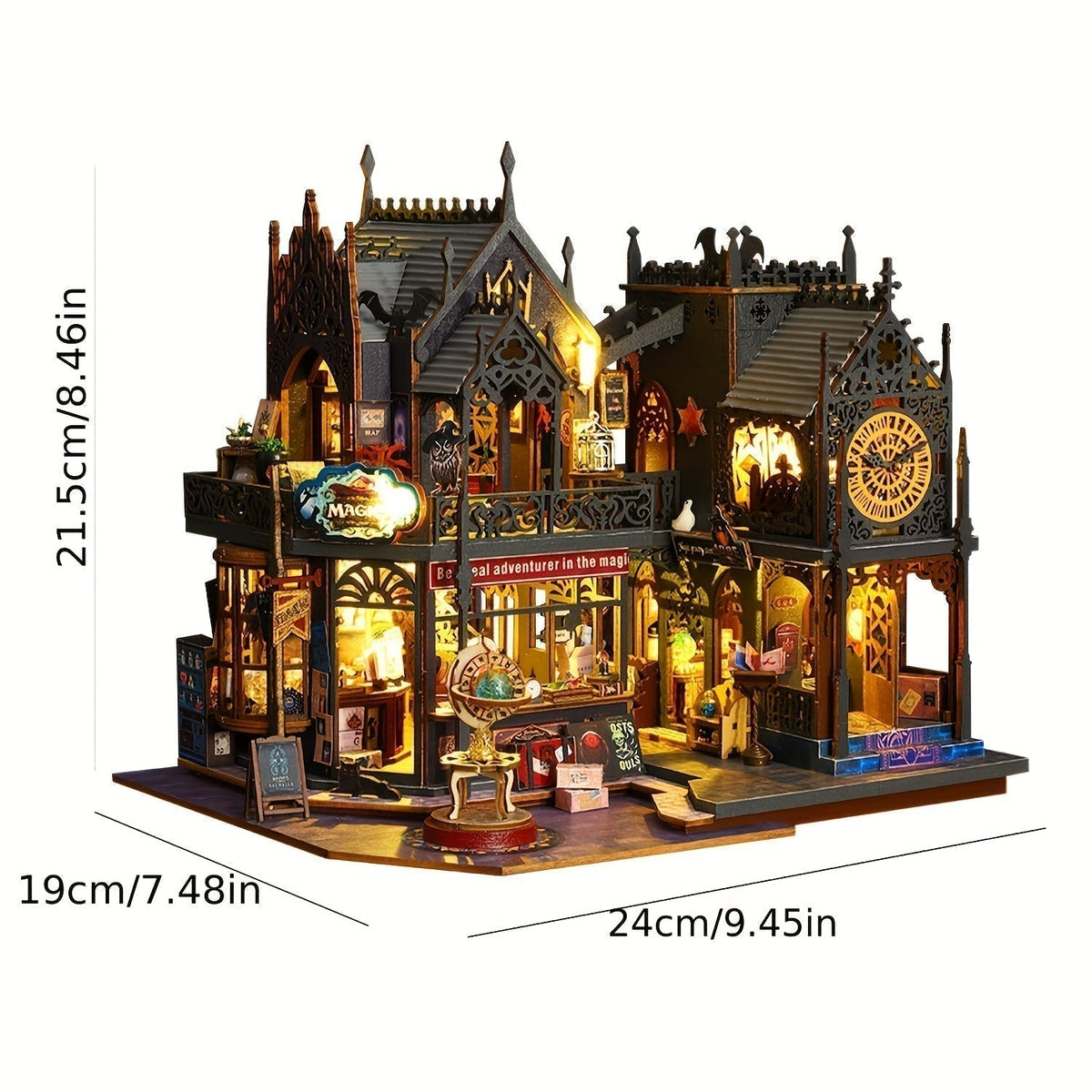 LED-Illuminated 3D Book House Wooden Puzzle – Decorative for Readers