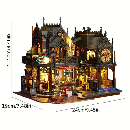 LED-Illuminated 3D Book House Wooden Puzzle – Decorative for Readers