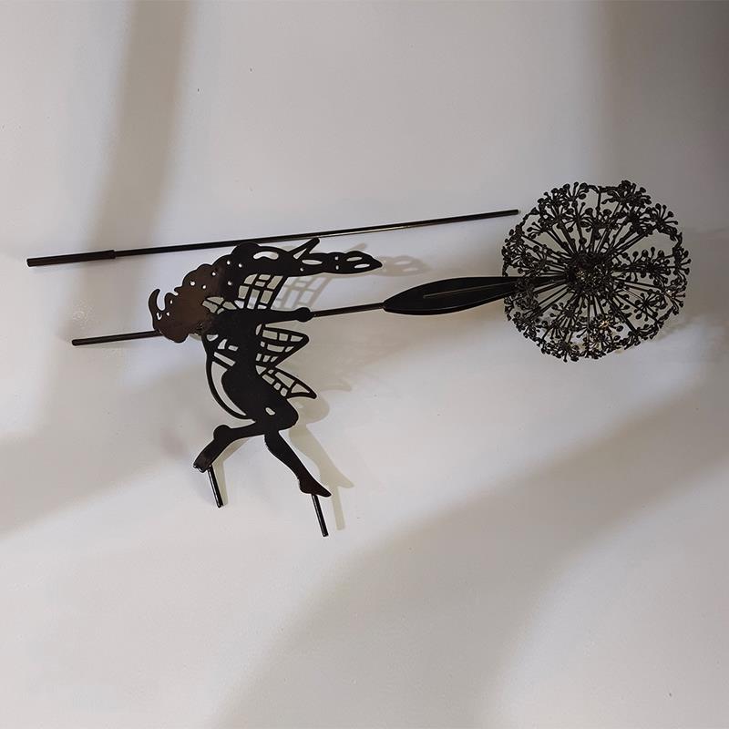 Outdoor Metal Sculpture of Fairy and Dandelion Dance for Garden