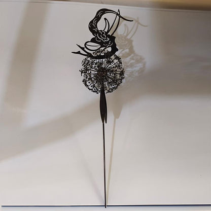 Outdoor Metal Sculpture of Fairy and Dandelion Dance for Garden