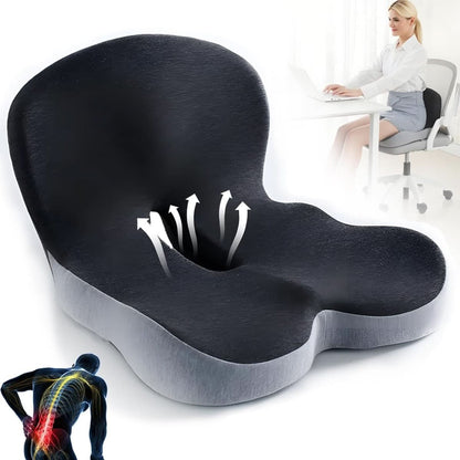 Ergonomic Comfort Cushion with Anti-Slip Base and Washable Cover