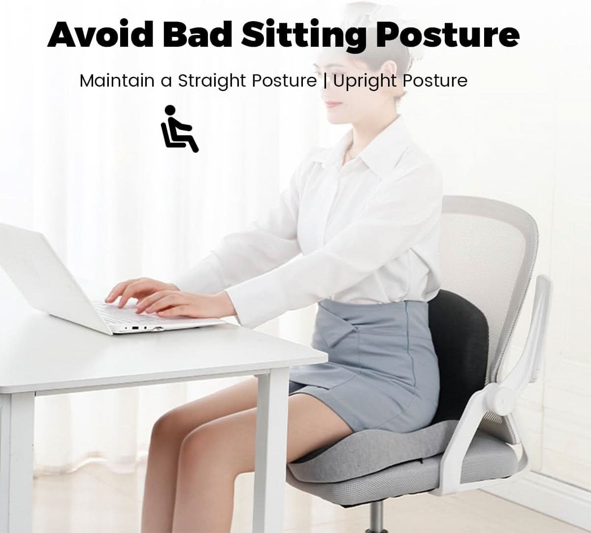Ergonomic Comfort Cushion with Anti-Slip Base and Washable Cover