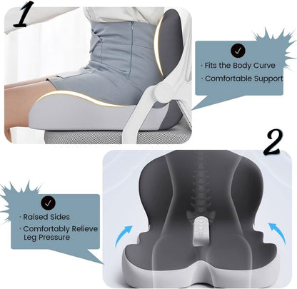 Ergonomic Comfort Cushion with Anti-Slip Base and Washable Cover