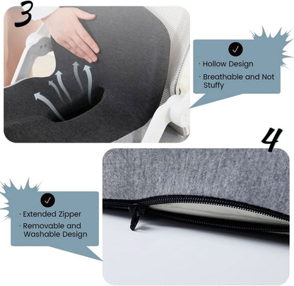 Ergonomic Comfort Cushion with Anti-Slip Base and Washable Cover