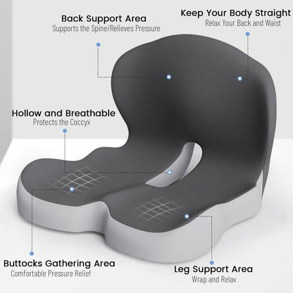 Ergonomic Comfort Cushion with Anti-Slip Base and Washable Cover