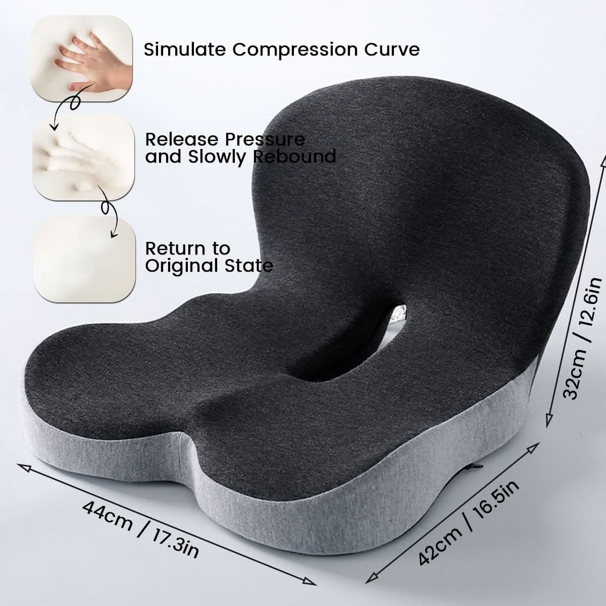 Ergonomic Comfort Cushion with Anti-Slip Base and Washable Cover