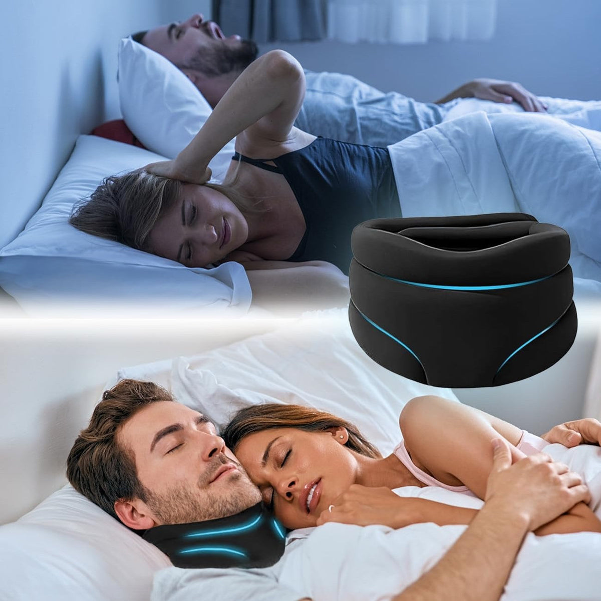 Ergonomic Pillow for Back and Side Sleepers – Snore Reduction Comfort