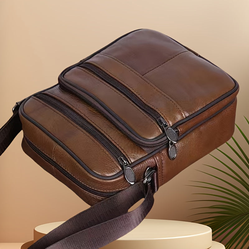 Adjustable Strap Leather Crossbody Bag - Chic Cowhide Shoulder Purse for Everyday Use