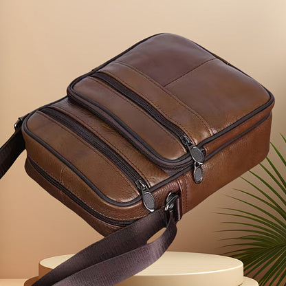 Adjustable Strap Leather Crossbody Bag - Chic Cowhide Shoulder Purse for Everyday Use