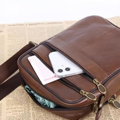 Adjustable Strap Leather Crossbody Bag - Chic Cowhide Shoulder Purse for Everyday Use