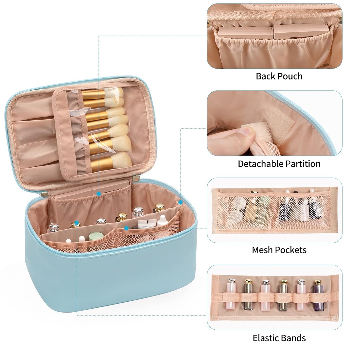 Travel Makeup Storage Case with Customizable Compartments
