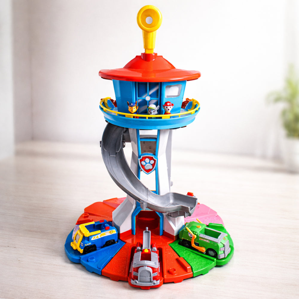 Racing Car Playset for Kids with Slide Tower – Simple Assembly for 4+