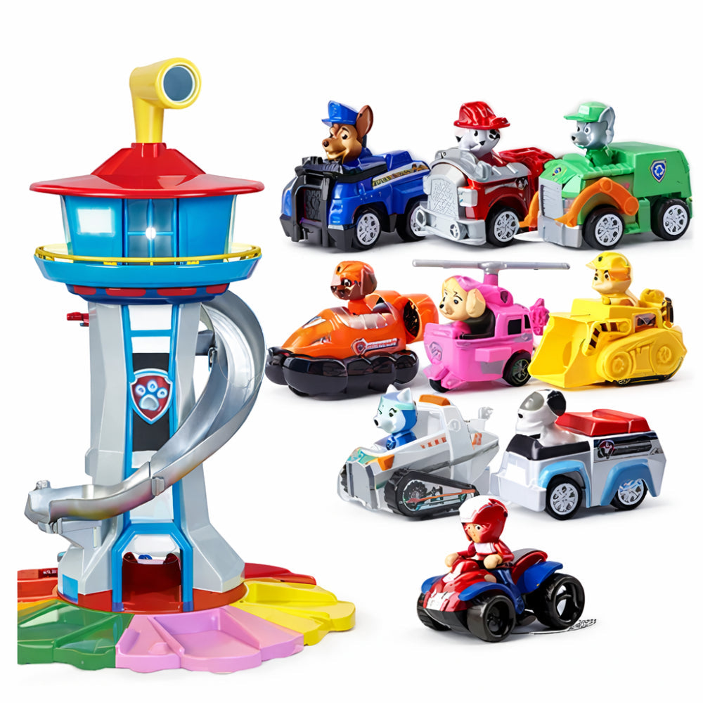 Racing Car Playset for Kids with Slide Tower – Simple Assembly for 4+