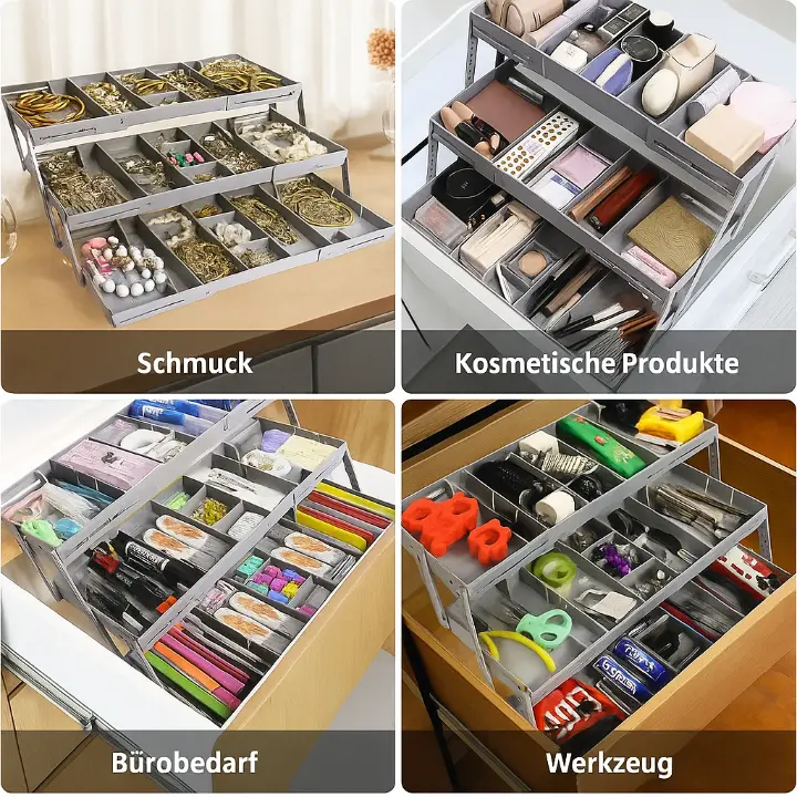 Kitchen Drawer Organizer with 12 Adjustable Sections for Space Efficiency