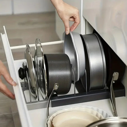 Space-Saving Rack for Pots and Pans – Adjustable Cookware Organizer