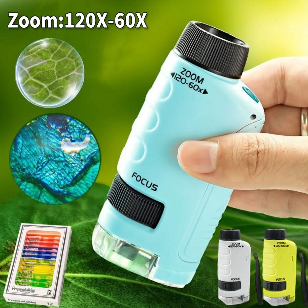 Portable Microscope for Children - 60x to 120x Magnification for Outdoors