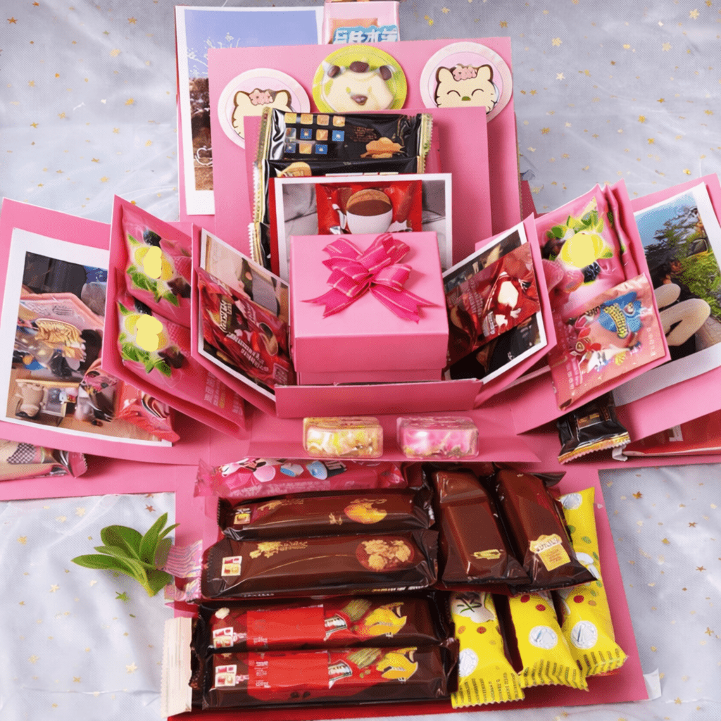 Customizable Memory Surprise Box with Four-Panel Design