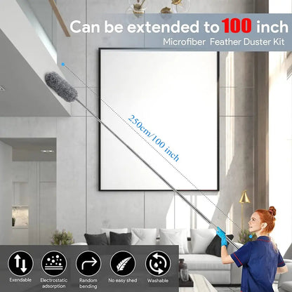 Flexible Head Microfiber Duster – Telescopic for Hard-to-Reach Areas