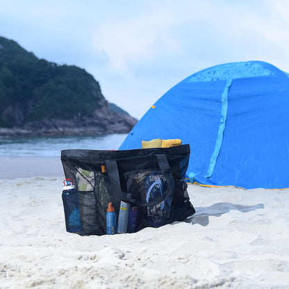 Waterproof Beach Tote with Zipper and Sand-Repellent Mesh