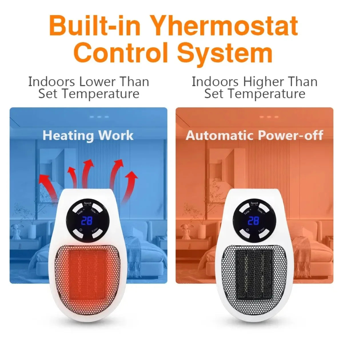 Compact Electric Heater with Safety Features for Personal Spaces