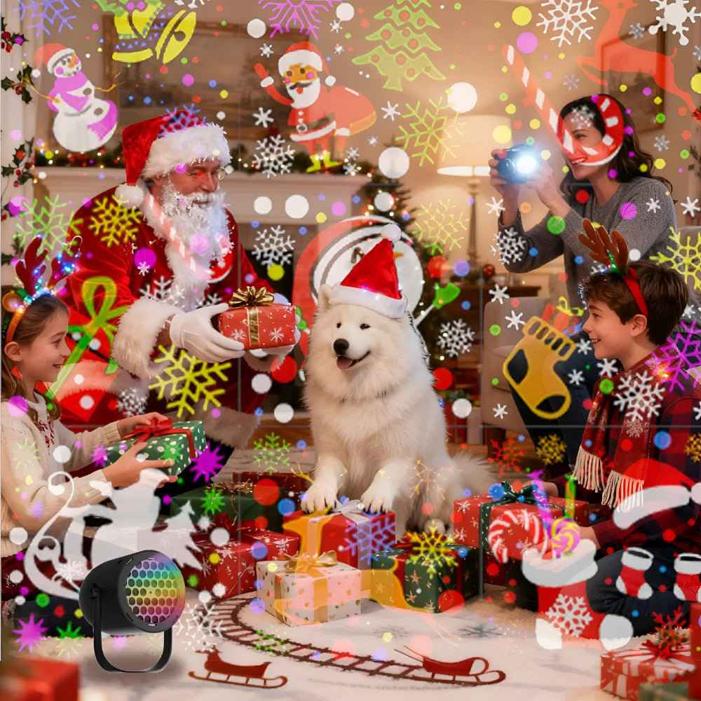 LED Holiday Projector Light with Rotating Christmas Patterns