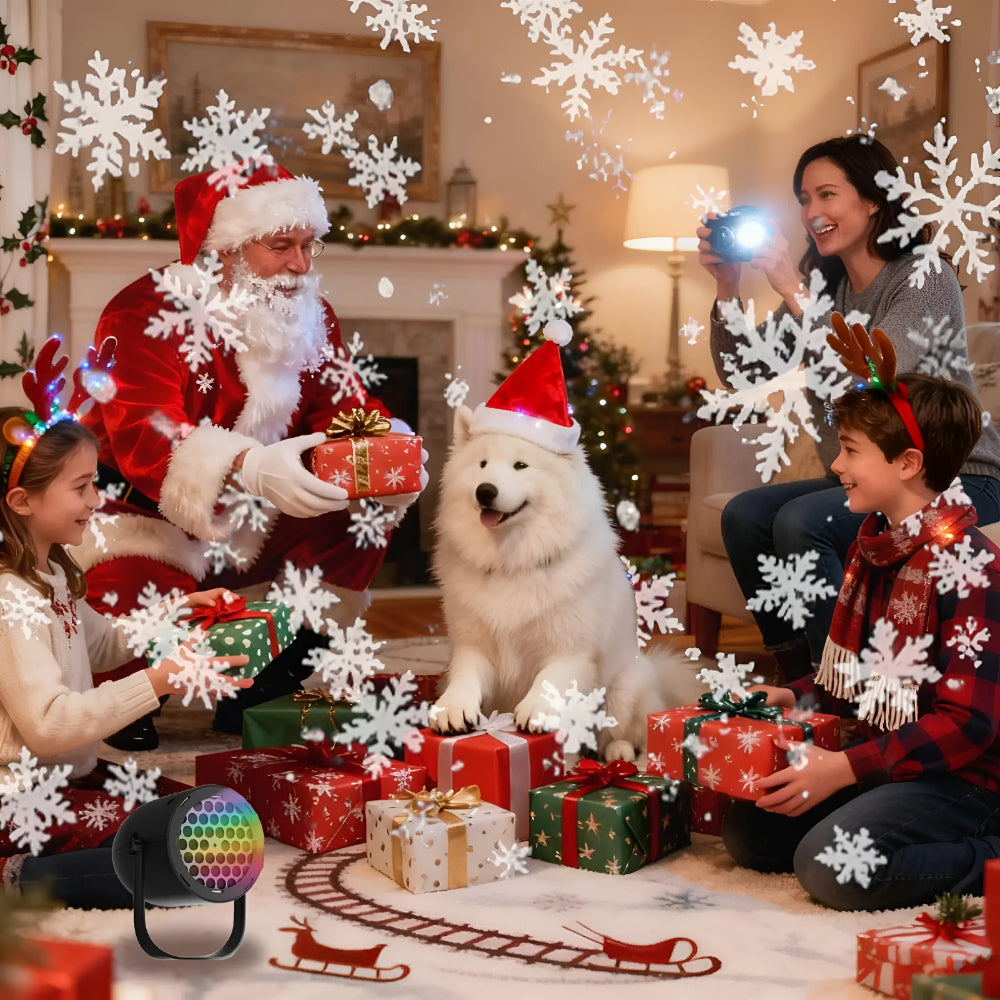 LED Holiday Projector Light with Rotating Christmas Patterns