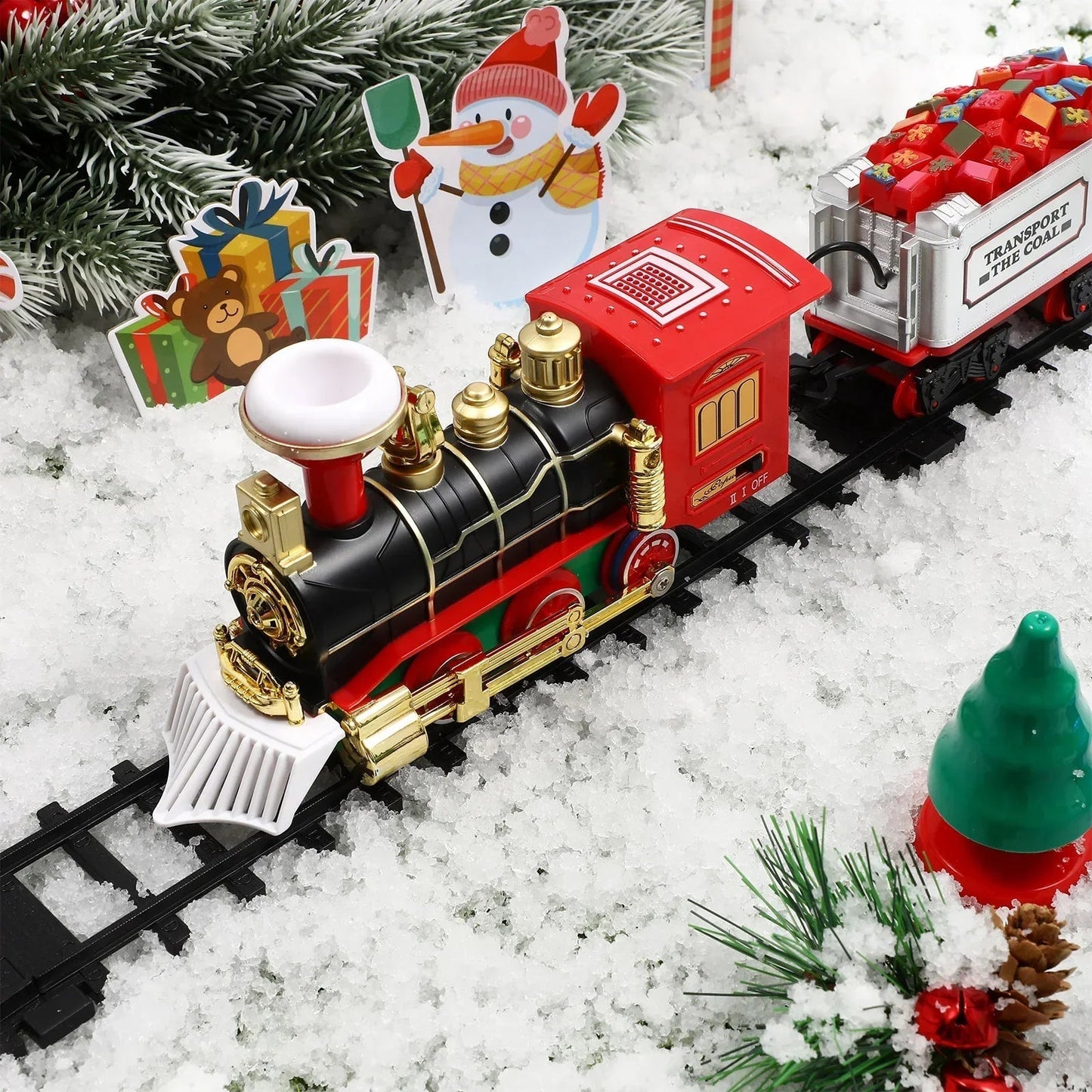 Interactive Electric Train Set for Christmas – Lights and Smoke Features